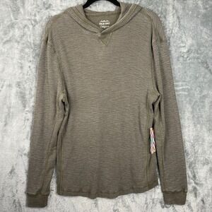 True Grit Shirt Mens Large Waffle Knit Hooded Pullover Casual Beachy Comfort New